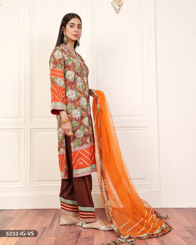 3 Piece Embroidered Viscose Suit | 5252-IG-VS ShaPosh Textile