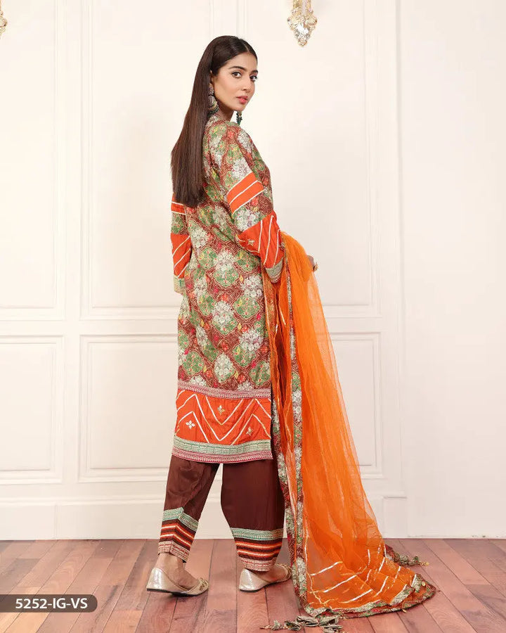 3 Piece Embroidered Viscose Suit | 5252-IG-VS ShaPosh Textile