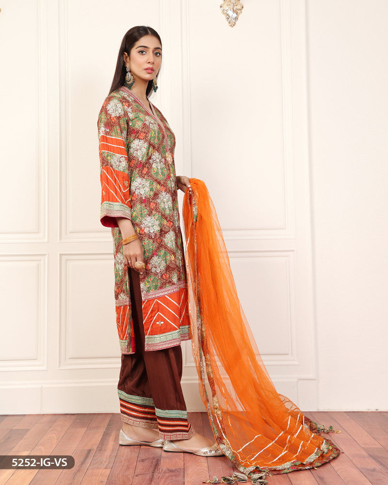 3 Piece Embroidered Viscose Suit | 5252-IG-VS