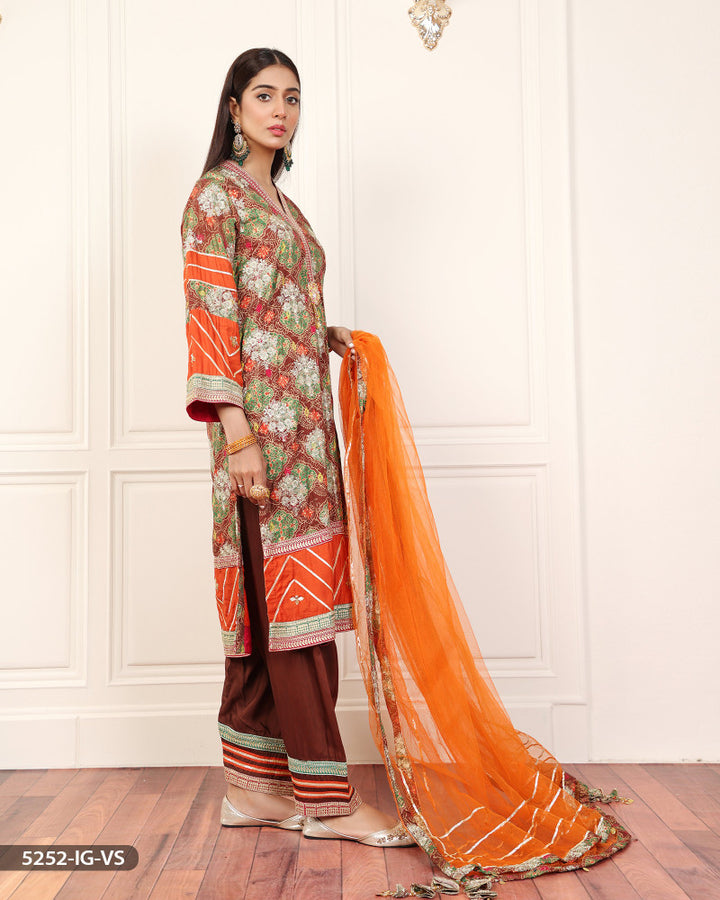 3 Piece Embroidered Viscose Suit | 5252-IG-VS