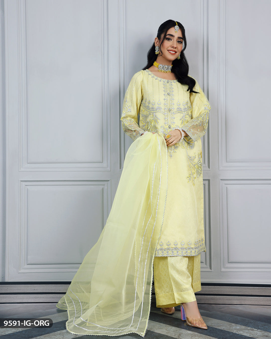 Embroidered Organza Suit | 9591-IG-ORZ