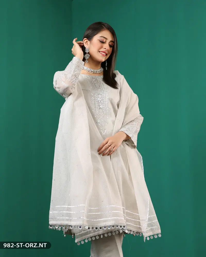 FORMAL 3PC EMBROIDERED SUIT | 982-ST-ORZ ShaPosh Textile