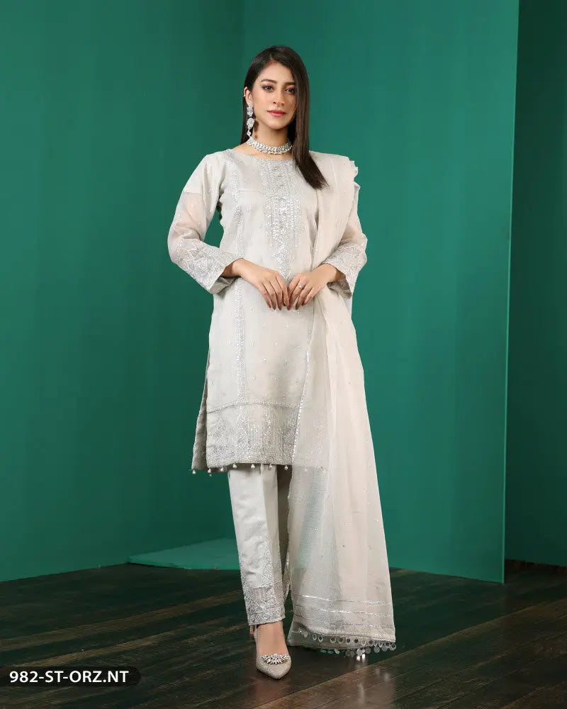 FORMAL 3PC EMBROIDERED SUIT | 982-ST-ORZ ShaPosh Textile