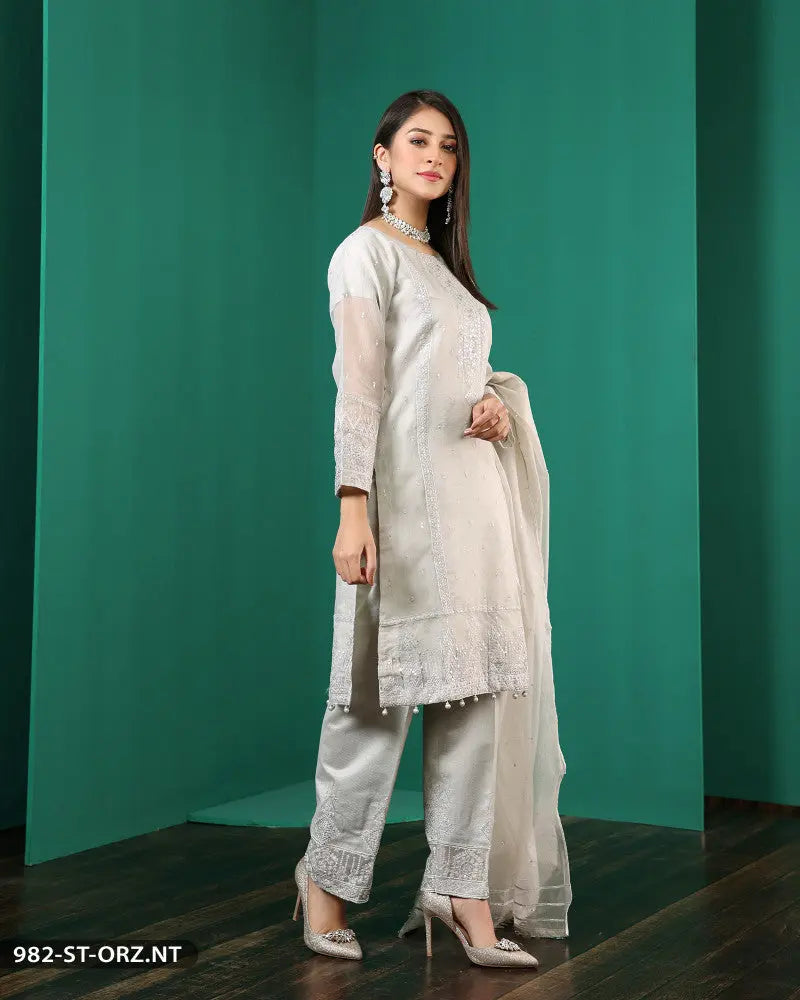 FORMAL 3PC EMBROIDERED SUIT | 982-ST-ORZ ShaPosh Textile