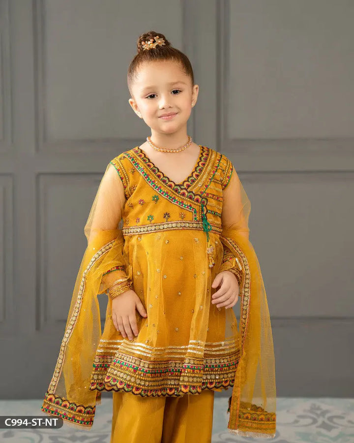 Kids Embroidered  Net Frock | 994-ST-NT ShaPosh Textile