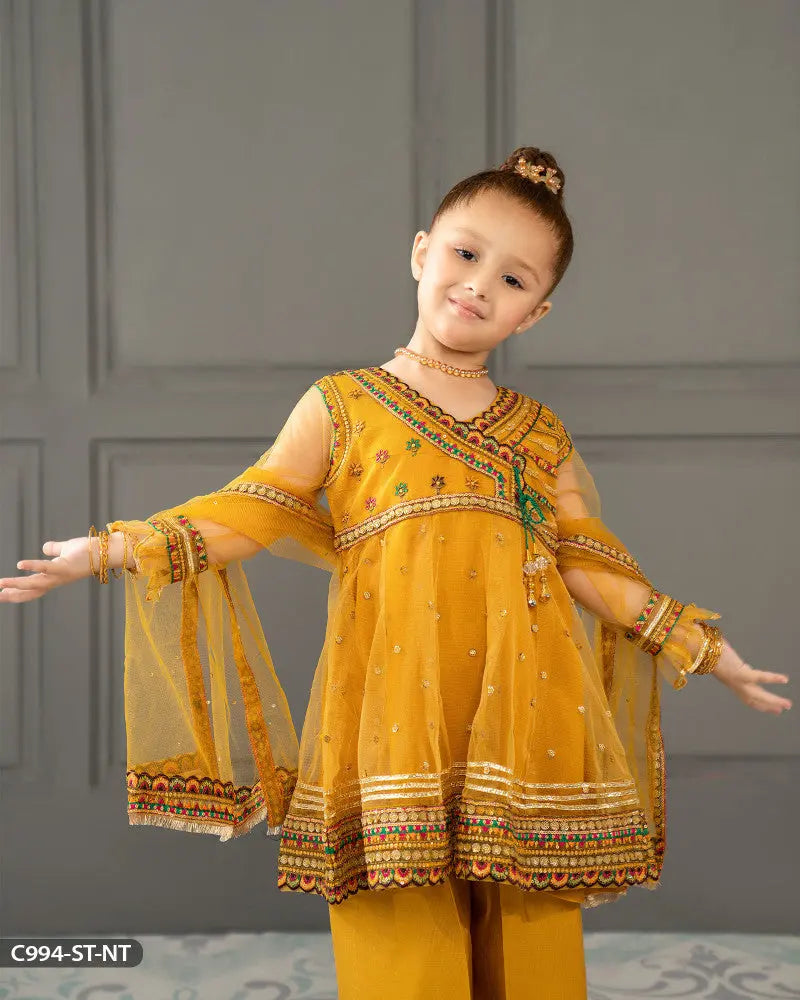 Kids Embroidered  Net Frock | 994-ST-NT ShaPosh Textile