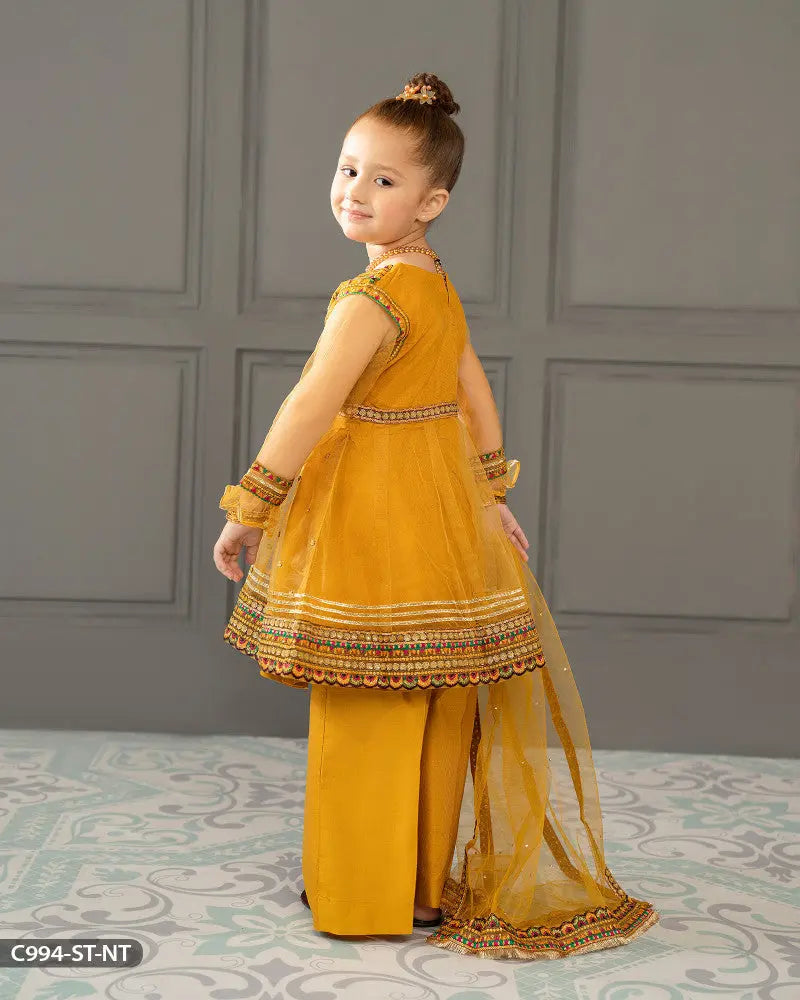 Kids Embroidered  Net Frock | 994-ST-NT ShaPosh Textile