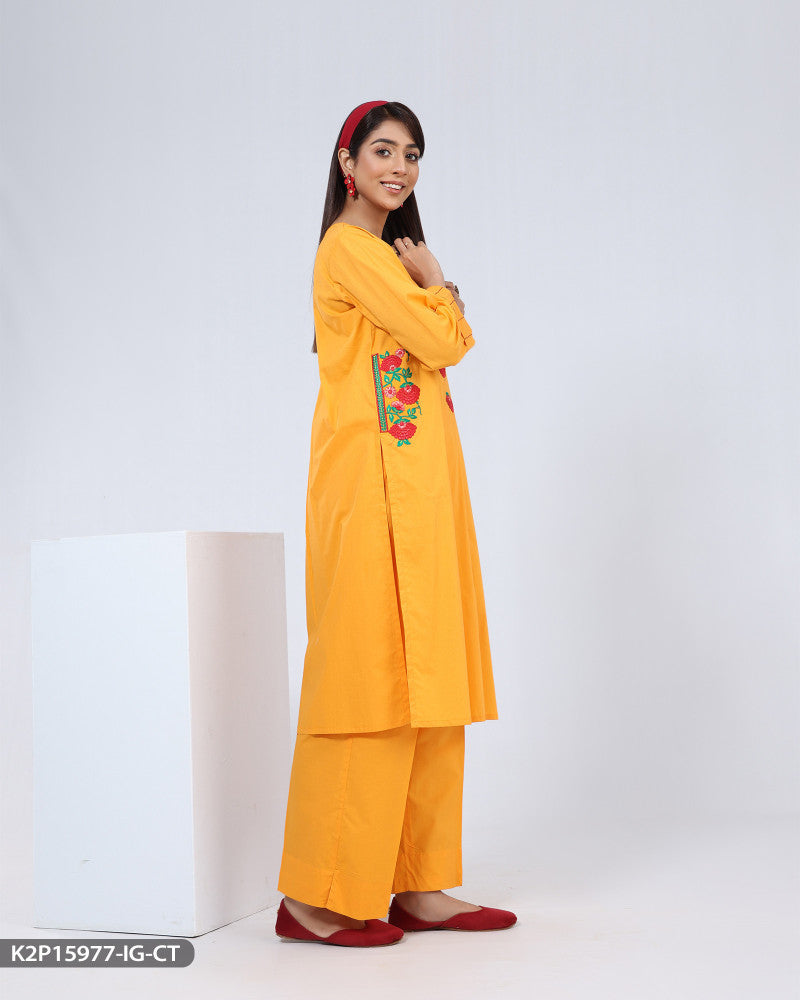 Embroidered 2 Piece Cotton Suit | 15977-IG-R.CT