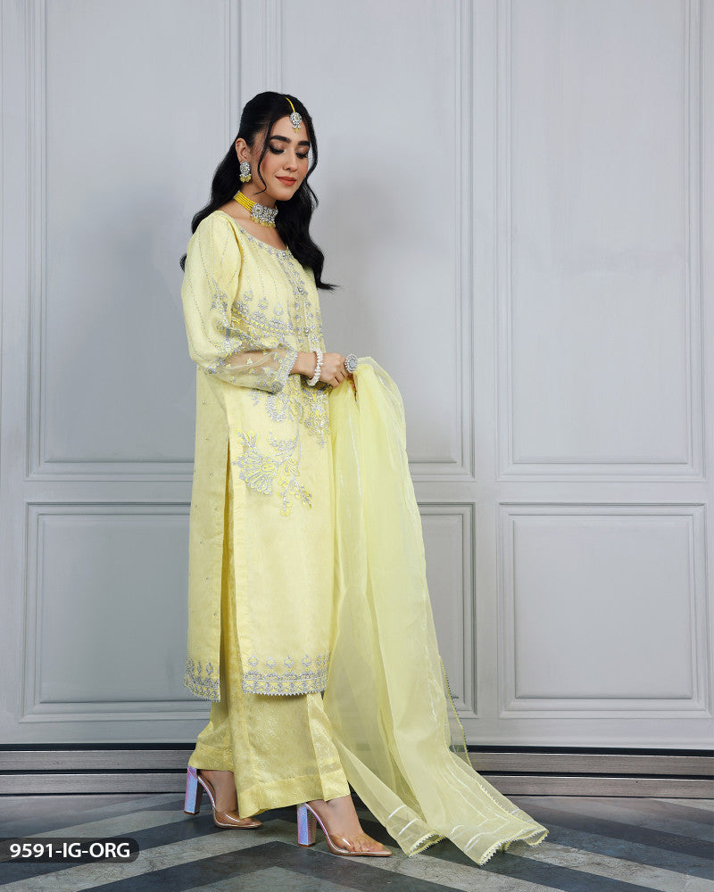 Embroidered Organza Suit | 9591-IG-ORZ