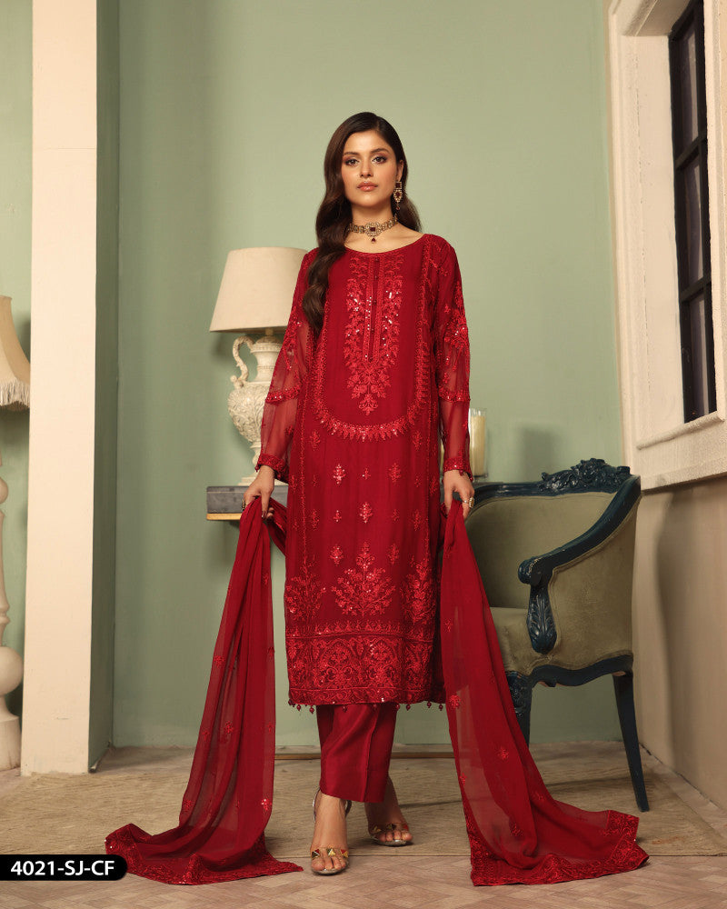 FORMAL 3PC EMBROIDERED SUIT | 4021-SJ-CF