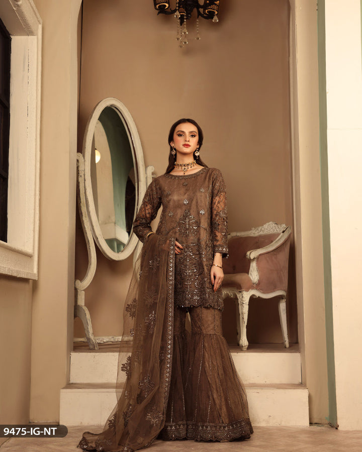 FORMAL 3PC EMBROIDERED SUIT | 9475-IG-NT