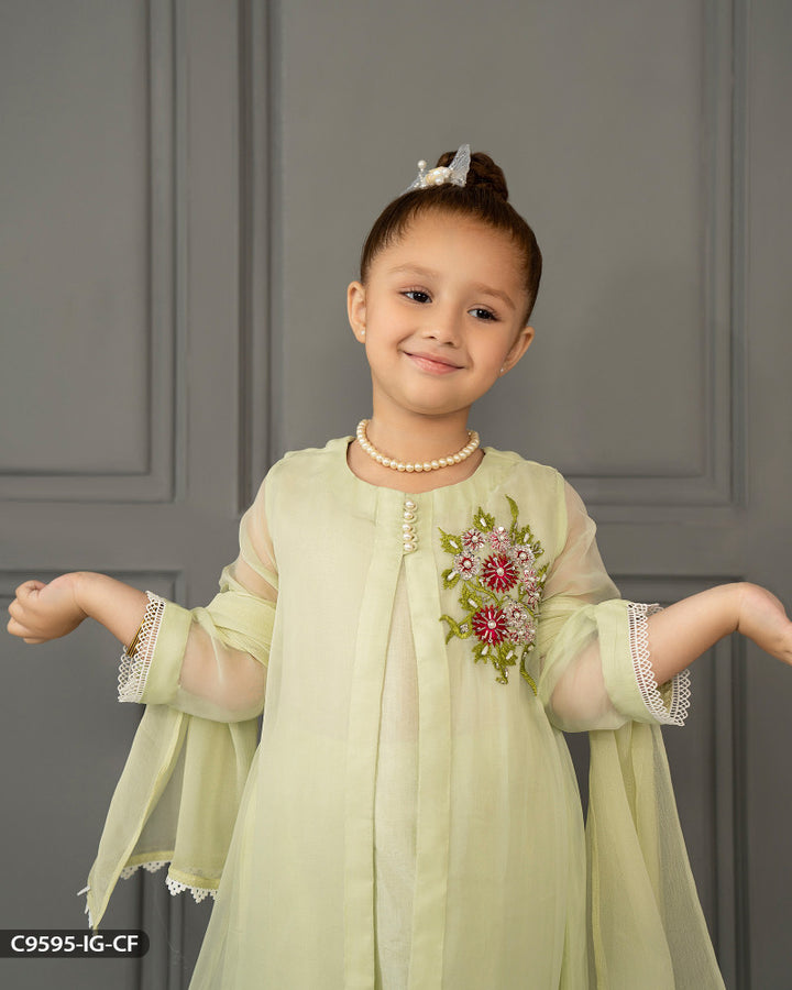 Kids Embroidered Chiffon Frock | 9595-IG-CF