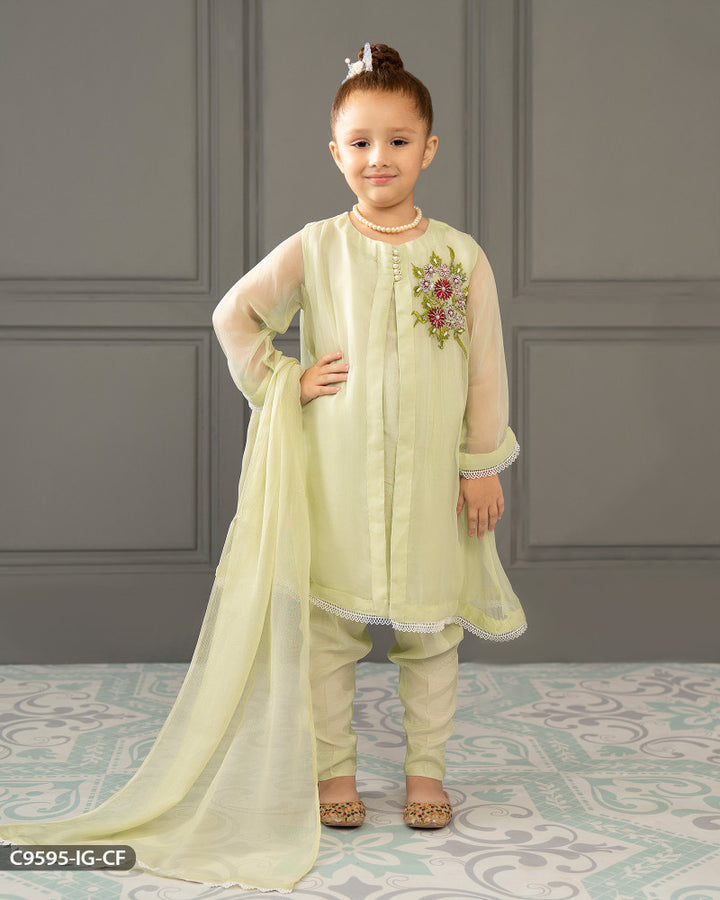 Kids Embroidered Chiffon Frock | 9595-IG-CF