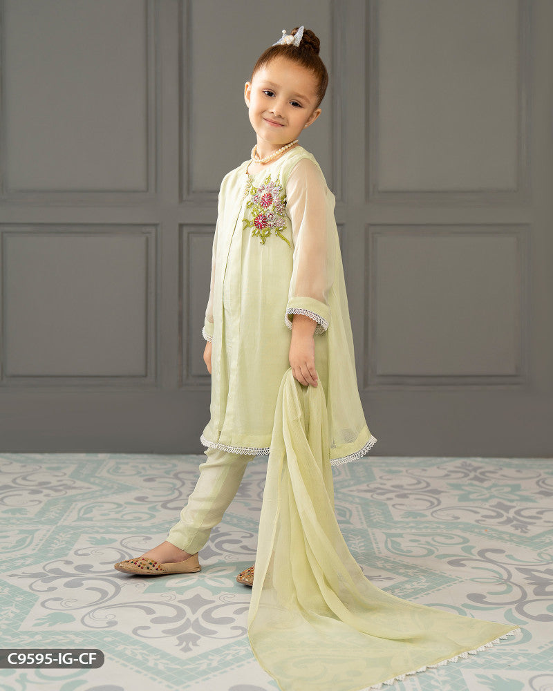 Kids Embroidered Chiffon Frock | 9595-IG-CF