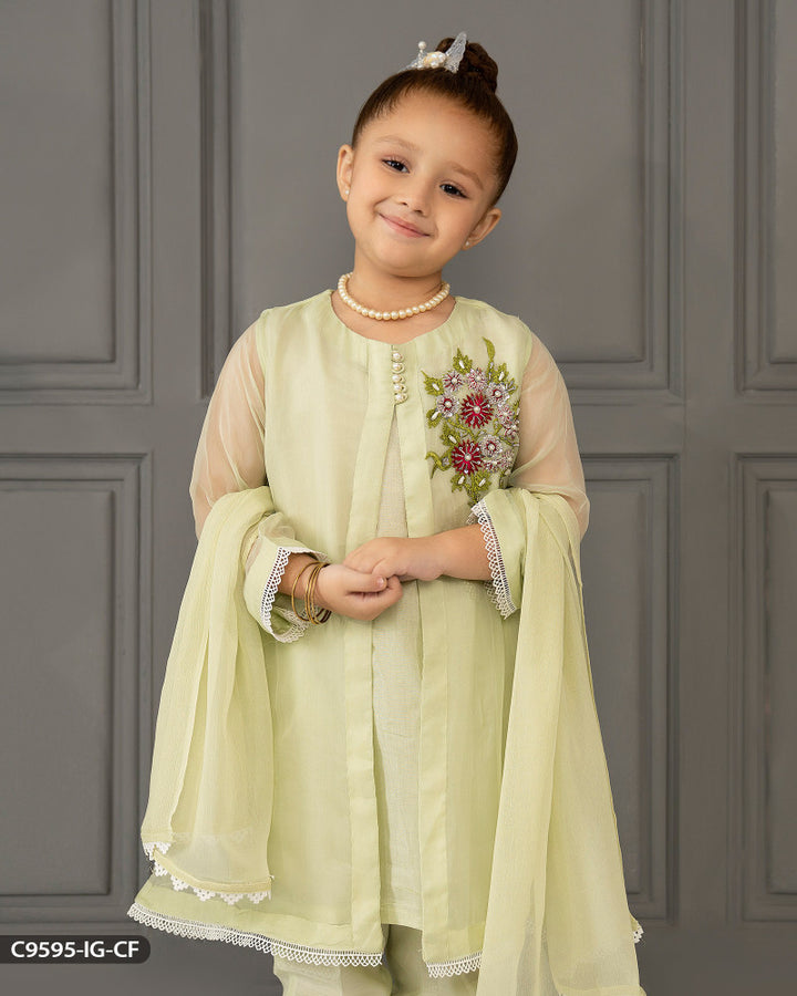 Kids Embroidered Chiffon Frock | 9595-IG-CF