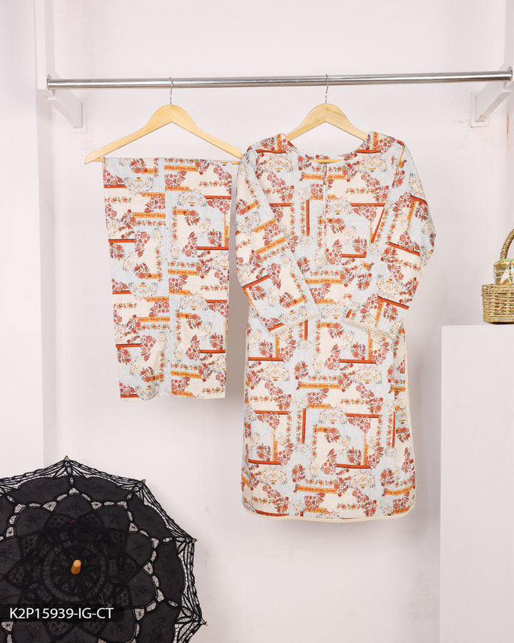 Printed 2 Piece Cotton Suit | 15939-IG-CT